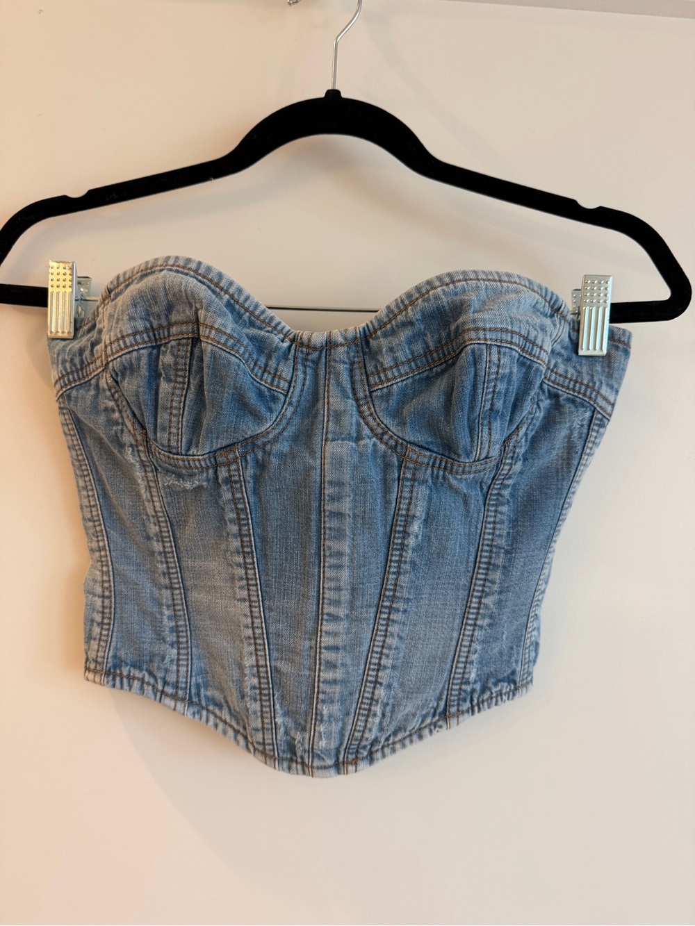 Ermanno Scervino Light Blue Denim Bustier Crop Top